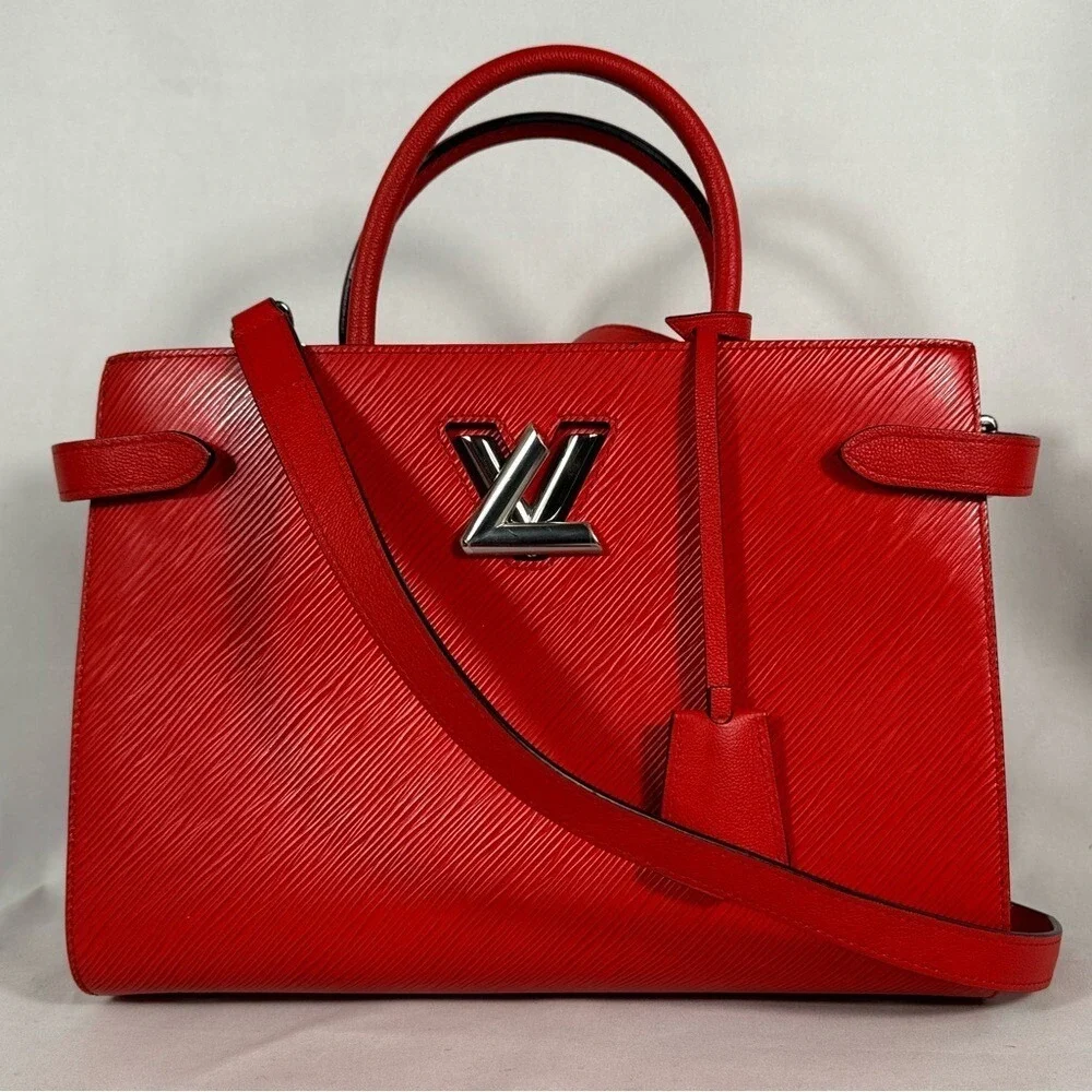 Louis Vuitton Twist Lock Epi Red Leather Tote with COA and Dust bag